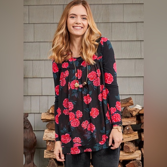 Matilda Jane Black Floral Rose Print Long Sleeve Tunic Top Women's XXL - Picture 14 of 16